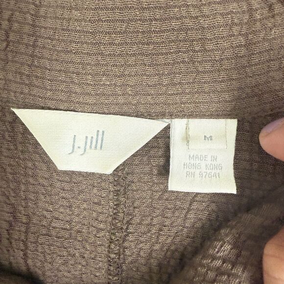J. Jill Linen /Rayon 2 Pce Set Jacket & Pants in M 10 Brown Seersucker Lagenlook - Picture 4 of 16